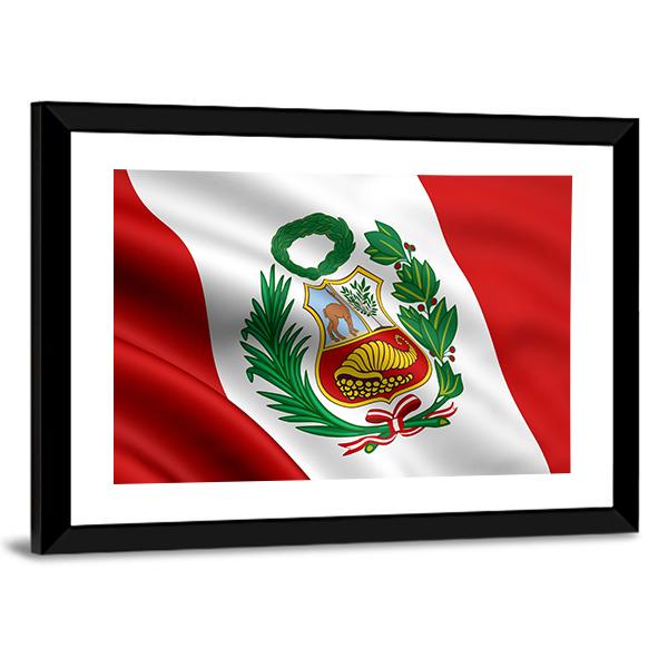 Waving Flag Of Peru Canvas Wall Art-5 Horizontal-Gallery Wrap-22" x 12"-Tiaracle