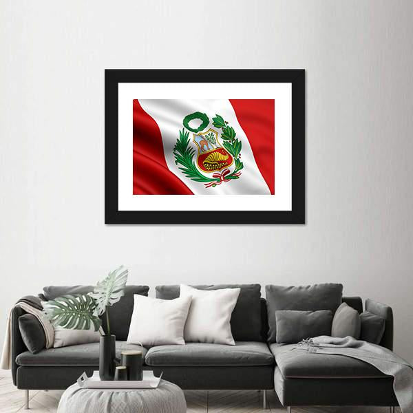 Waving Flag Of Peru Canvas Wall Art-5 Horizontal-Gallery Wrap-22" x 12"-Tiaracle