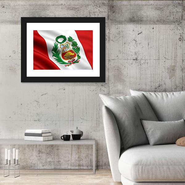 Waving Flag Of Peru Canvas Wall Art-5 Horizontal-Gallery Wrap-22" x 12"-Tiaracle