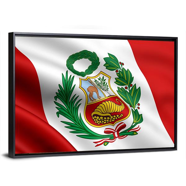 Waving Flag Of Peru Canvas Wall Art-5 Horizontal-Gallery Wrap-22" x 12"-Tiaracle