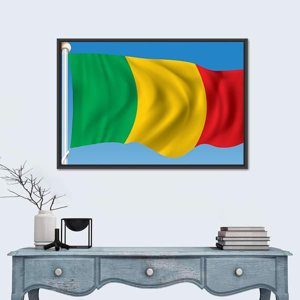 Waving Flag of Mali Canvas Wall Art-1 Piece-Floating Frame-36" x 24"-Tiaracle