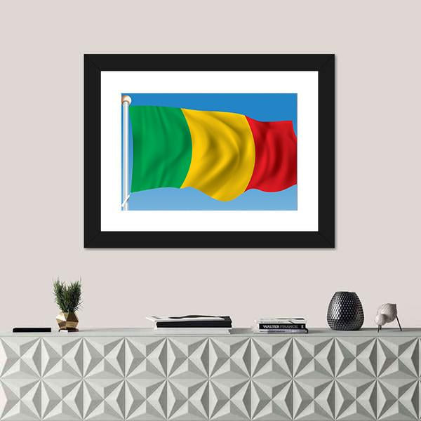 Waving Flag of Mali Canvas Wall Art-1 Piece-Framed Print-42" x 14"-Tiaracle