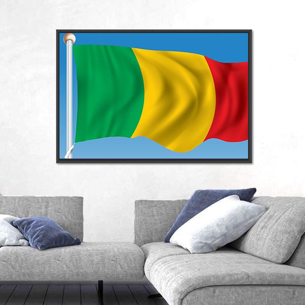 Waving Flag of Mali Canvas Wall Art-5 Horizontal-Gallery Wrap-22" x 12"-Tiaracle