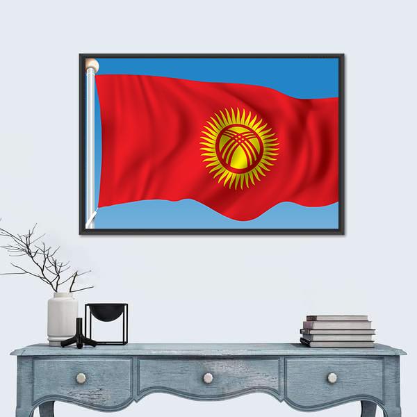 Waving Kyrgyzstan Flag Canvas Wall Art-1 Piece-Floating Frame-36" x 24"-Tiaracle
