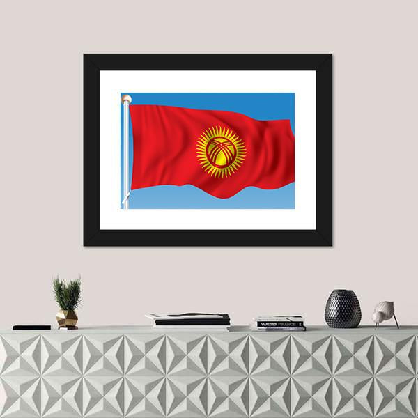 Waving Kyrgyzstan Flag Canvas Wall Art-1 Piece-Framed Print-42" x 14"-Tiaracle
