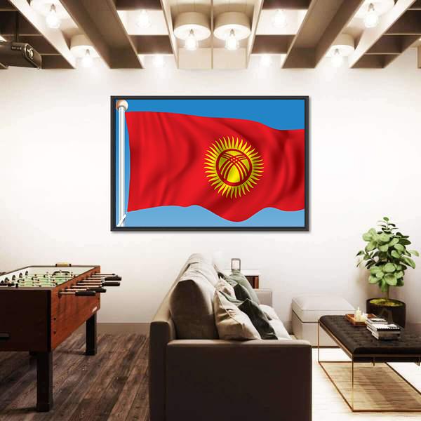 Waving Kyrgyzstan Flag Canvas Wall Art-5 Horizontal-Gallery Wrap-22" x 12"-Tiaracle