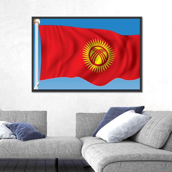Waving Kyrgyzstan Flag Canvas Wall Art-5 Horizontal-Gallery Wrap-22" x 12"-Tiaracle