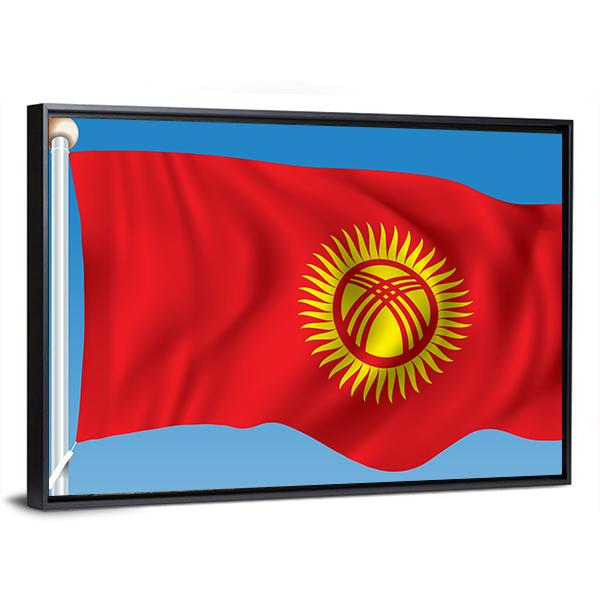 Waving Kyrgyzstan Flag Canvas Wall Art-5 Horizontal-Gallery Wrap-22" x 12"-Tiaracle