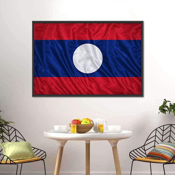 Waving Laos Flag Canvas Wall Art-5 Horizontal-Gallery Wrap-22" x 12"-Tiaracle