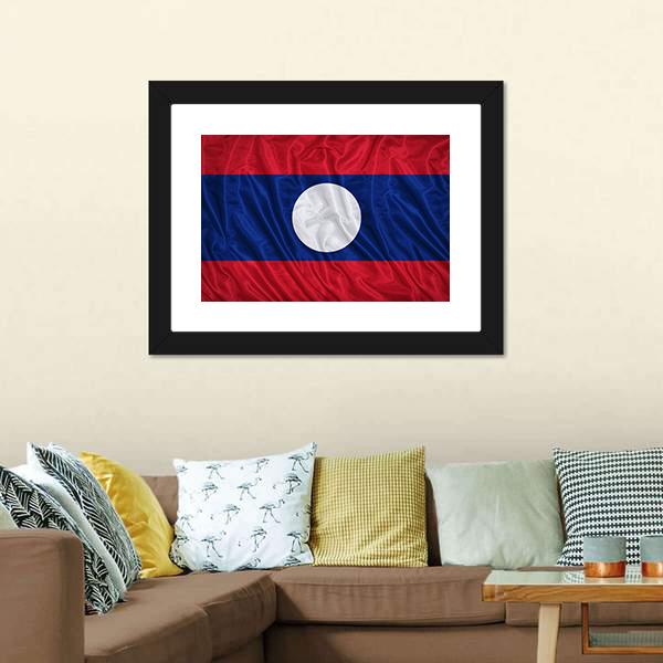 Waving Laos Flag Canvas Wall Art-5 Horizontal-Gallery Wrap-22" x 12"-Tiaracle
