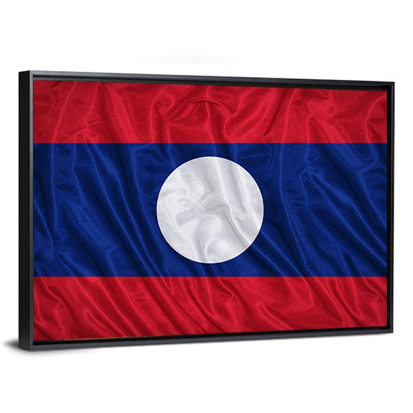 Waving Laos Flag Canvas Wall Art-5 Horizontal-Gallery Wrap-22" x 12"-Tiaracle