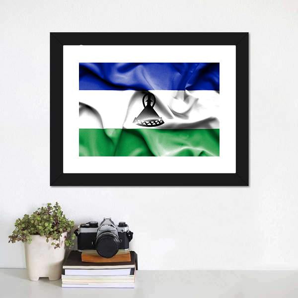 Waving Lesotho Flag Canvas Wall Art-1 Piece-Framed Print-20" x 16"-Tiaracle