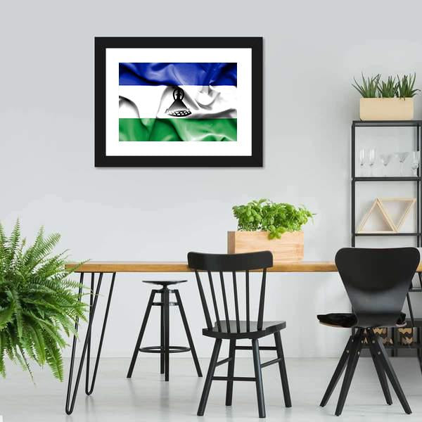 Waving Lesotho Flag Canvas Wall Art-5 Horizontal-Gallery Wrap-22" x 12"-Tiaracle