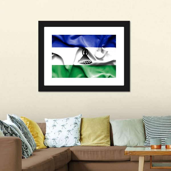 Waving Lesotho Flag Canvas Wall Art-5 Horizontal-Gallery Wrap-22" x 12"-Tiaracle