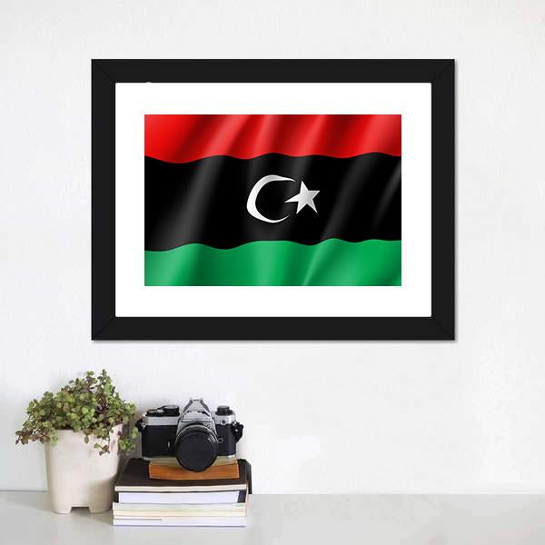 Waving Libya Flag Canvas Wall Art-1 Piece-Framed Print-42" x 14"-Tiaracle