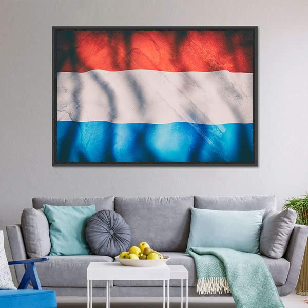 Waving Luxembourg Flag Canvas Wall Art-5 Horizontal-Gallery Wrap-22" x 12"-Tiaracle