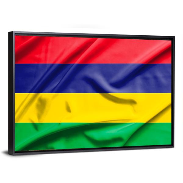Waving Mauritius Flag Canvas Wall Art-1 Piece-Floating Frame-24" x 16"-Tiaracle