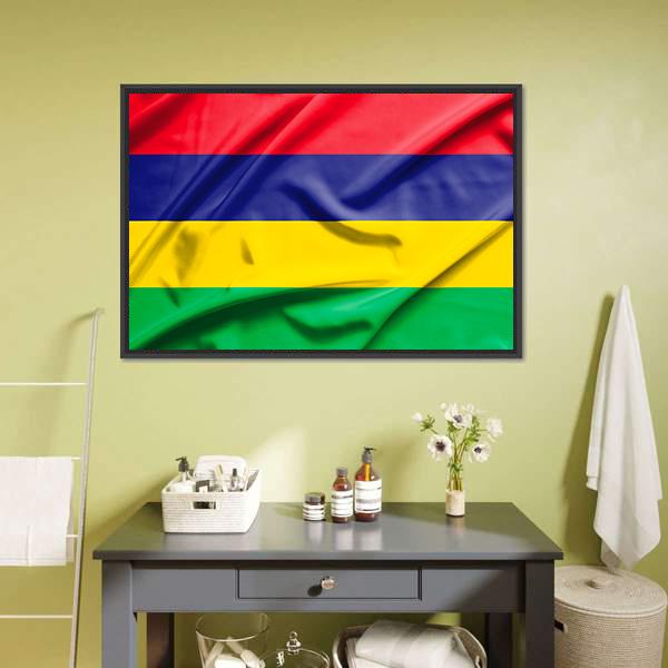 Waving Mauritius Flag Canvas Wall Art-5 Horizontal-Gallery Wrap-22" x 12"-Tiaracle