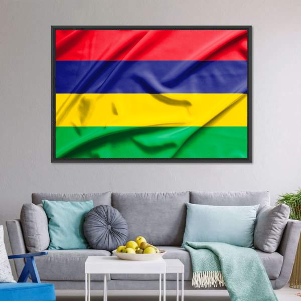 Waving Mauritius Flag Canvas Wall Art-5 Horizontal-Gallery Wrap-22" x 12"-Tiaracle