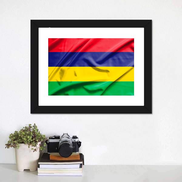 Waving Mauritius Flag Canvas Wall Art-5 Horizontal-Gallery Wrap-22" x 12"-Tiaracle