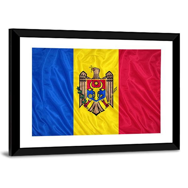 Waving Moldova Flag Canvas Wall Art-5 Horizontal-Gallery Wrap-22" x 12"-Tiaracle
