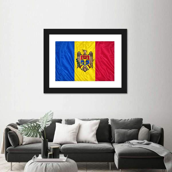 Waving Moldova Flag Canvas Wall Art-3 Horizontal-Gallery Wrap-25" x 16"-Tiaracle