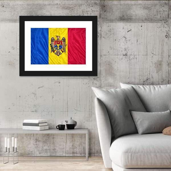 Waving Moldova Flag Canvas Wall Art-5 Horizontal-Gallery Wrap-22" x 12"-Tiaracle