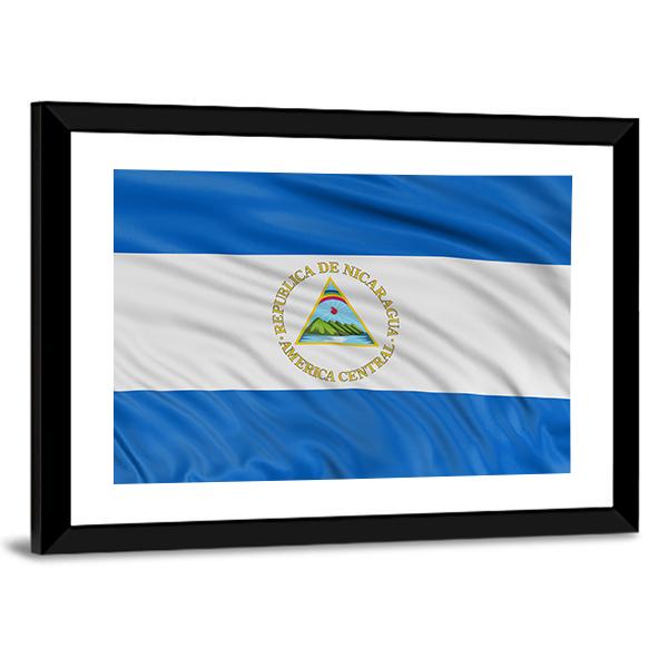 Waving Nicaragua Flag Canvas Wall Art-5 Horizontal-Gallery Wrap-22" x 12"-Tiaracle