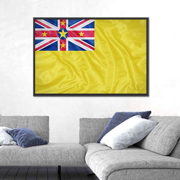 Waving Niue Flag Canvas Wall Art-5 Horizontal-Gallery Wrap-22" x 12"-Tiaracle