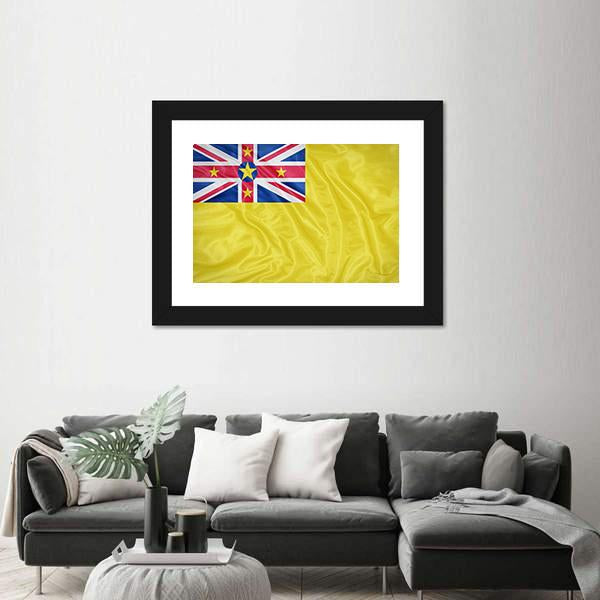 Waving Niue Flag Canvas Wall Art-5 Horizontal-Gallery Wrap-22" x 12"-Tiaracle