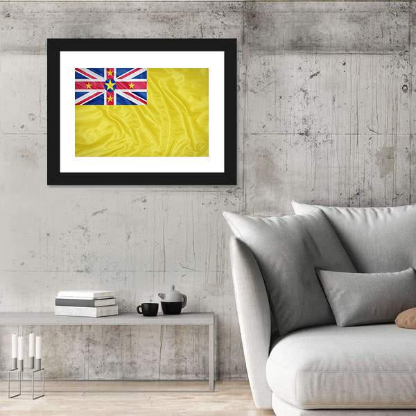 Waving Niue Flag Canvas Wall Art-5 Horizontal-Gallery Wrap-22" x 12"-Tiaracle