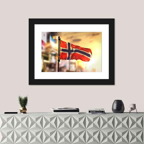 Waving Norway Flag Canvas Wall Art-1 Piece-Framed Print-42" x 14"-Tiaracle