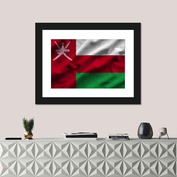 Waving Oman Flag Canvas Wall Art-1 Piece-Framed Print-20" x 16"-Tiaracle