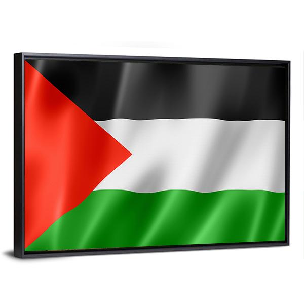 Waving Palestine Flag Canvas Wall Art-5 Horizontal-Gallery Wrap-22" x 12"-Tiaracle