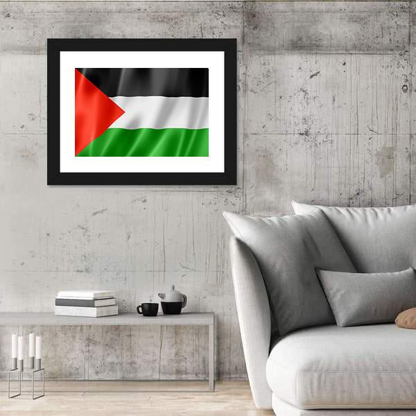 Waving Palestine Flag Panoramic Canvas Wall Art-1 Piece-36" x 12"-Tiaracle
