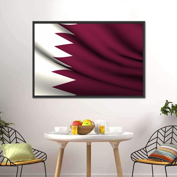 Waving Qatar Flag Canvas Wall Art-5 Horizontal-Gallery Wrap-22" x 12"-Tiaracle