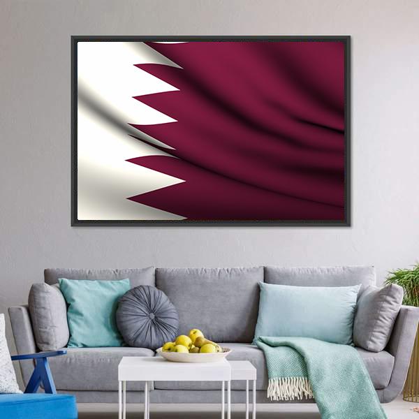 Waving Qatar Flag Canvas Wall Art-5 Horizontal-Gallery Wrap-22" x 12"-Tiaracle