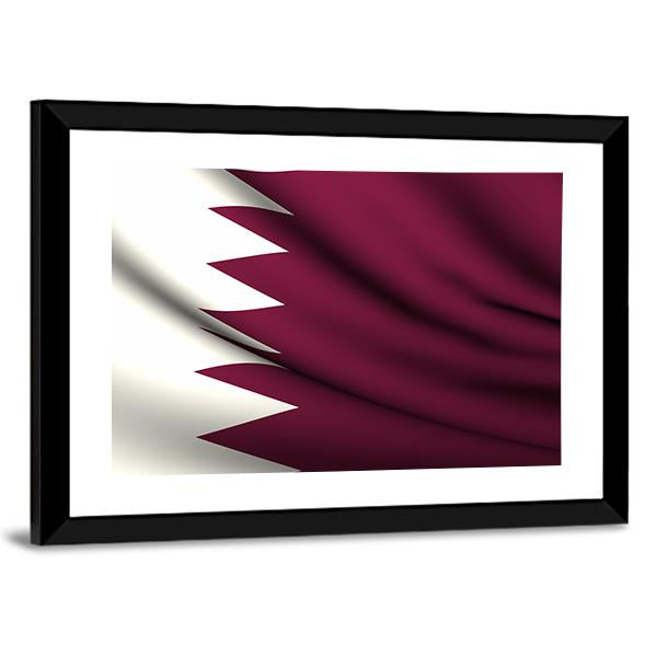 Waving Qatar Flag Canvas Wall Art-5 Horizontal-Gallery Wrap-22" x 12"-Tiaracle