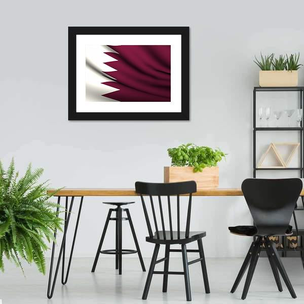 Waving Qatar Flag Canvas Wall Art-5 Horizontal-Gallery Wrap-22" x 12"-Tiaracle