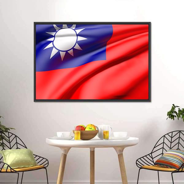 Waving Taiwan Flag Canvas Wall Art-5 Horizontal-Gallery Wrap-22" x 12"-Tiaracle