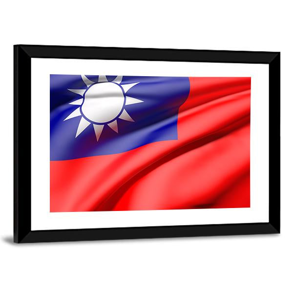 Waving Taiwan Flag Canvas Wall Art-5 Horizontal-Gallery Wrap-22" x 12"-Tiaracle