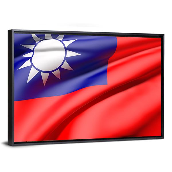 Waving Taiwan Flag Canvas Wall Art-5 Horizontal-Gallery Wrap-22" x 12"-Tiaracle