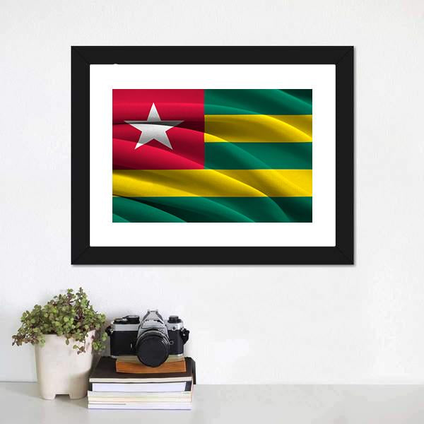 Waving Togo Flag Canvas Wall Art-1 Piece-Framed Print-20" x 16"-Tiaracle