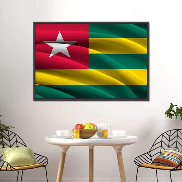 Waving Togo Flag Canvas Wall Art-5 Horizontal-Gallery Wrap-22" x 12"-Tiaracle