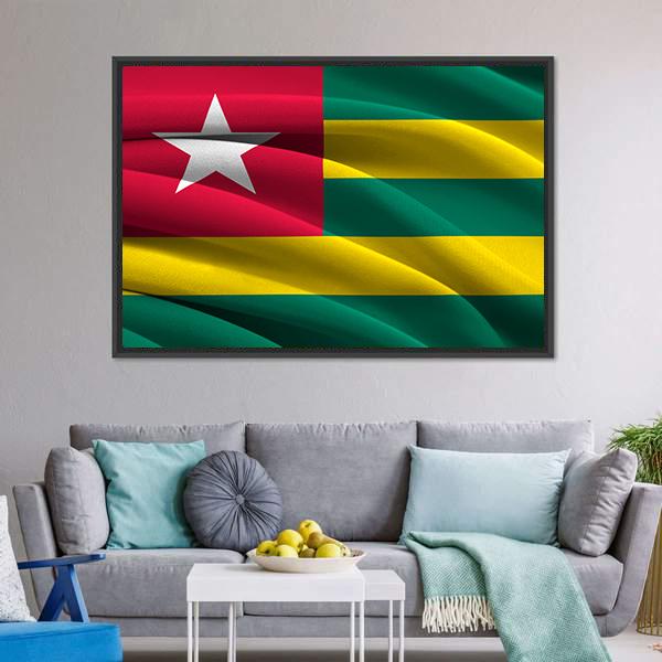 Waving Togo Flag Canvas Wall Art-5 Horizontal-Gallery Wrap-22" x 12"-Tiaracle