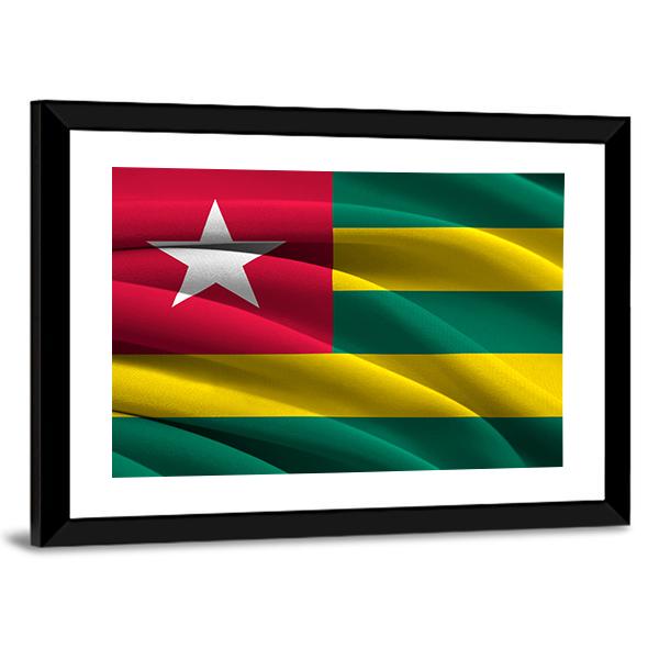 Waving Togo Flag Canvas Wall Art-5 Horizontal-Gallery Wrap-22" x 12"-Tiaracle