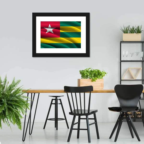 Waving Togo Flag Canvas Wall Art-5 Horizontal-Gallery Wrap-22" x 12"-Tiaracle