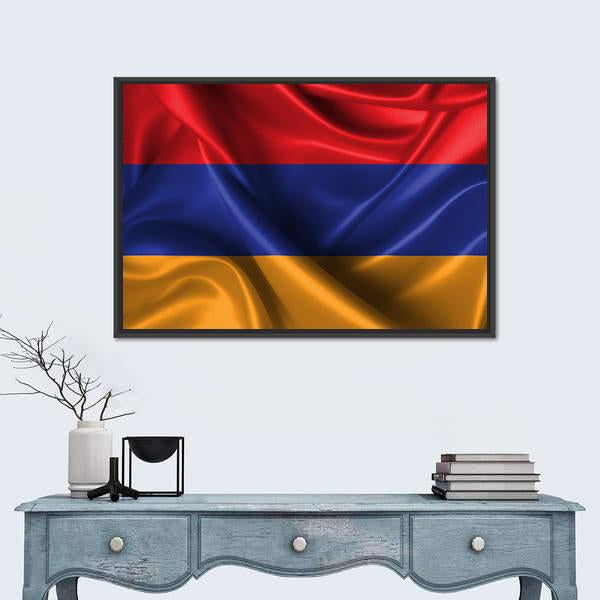 Wavy Flag Of Armenia Canvas Wall Art-1 Piece-Floating Frame-36" x 24"-Tiaracle
