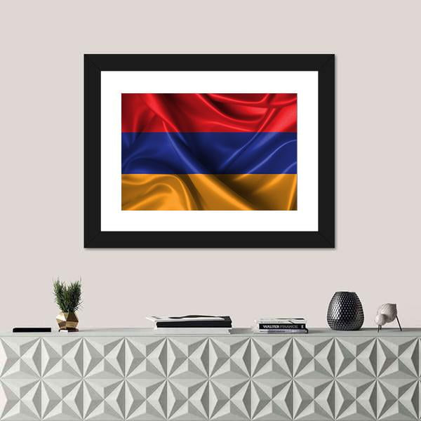 Wavy Flag Of Armenia Canvas Wall Art-1 Piece-Framed Print-30" x 20"-Tiaracle