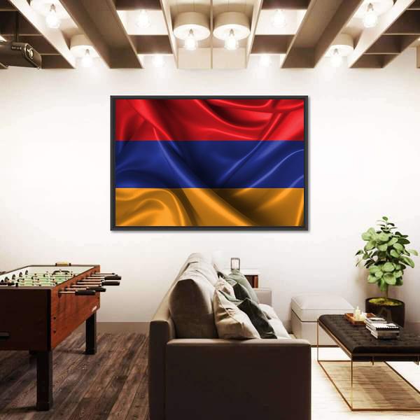 Wavy Flag Of Armenia Canvas Wall Art-5 Horizontal-Gallery Wrap-22" x 12"-Tiaracle